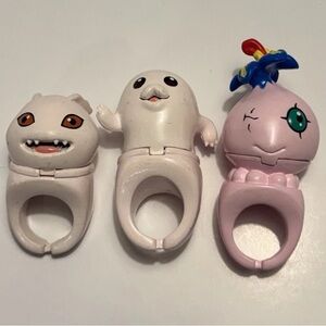 Digimon Finger Ring Mini Figures Yokomon & Biyomon Fun 4 All 1999 LOT OF 3